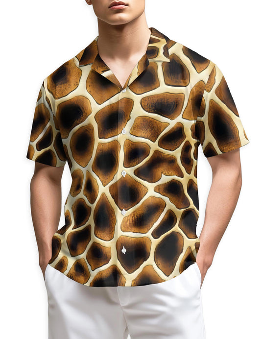 Azhawaiian Giraffe Texture Hawaiian Shirt for Men