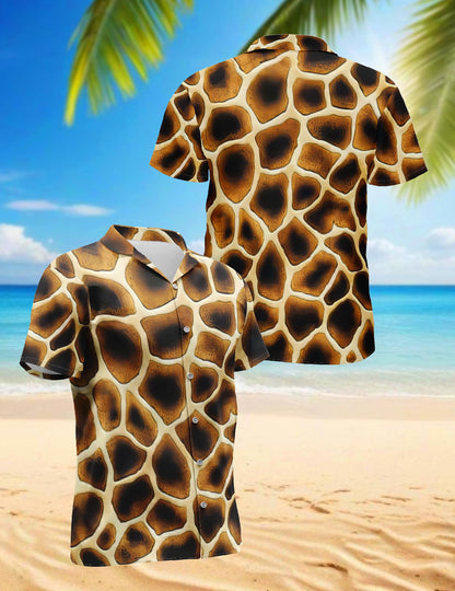 Giraffe Texture Hawaiian Shirt for Men, Button Down Aloha Shirt - Azhawaiian