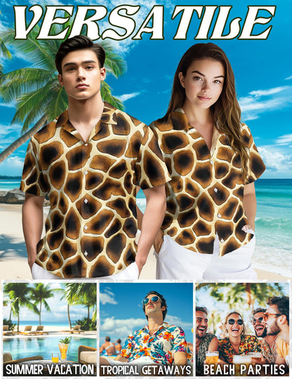 Giraffe Texture Hawaiian Shirt for Men, Button Down Aloha Shirt - Azhawaiian