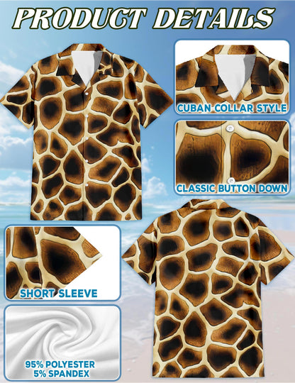 Giraffe Texture Hawaiian Shirt for Men, Button Down Aloha Shirt - Azhawaiian