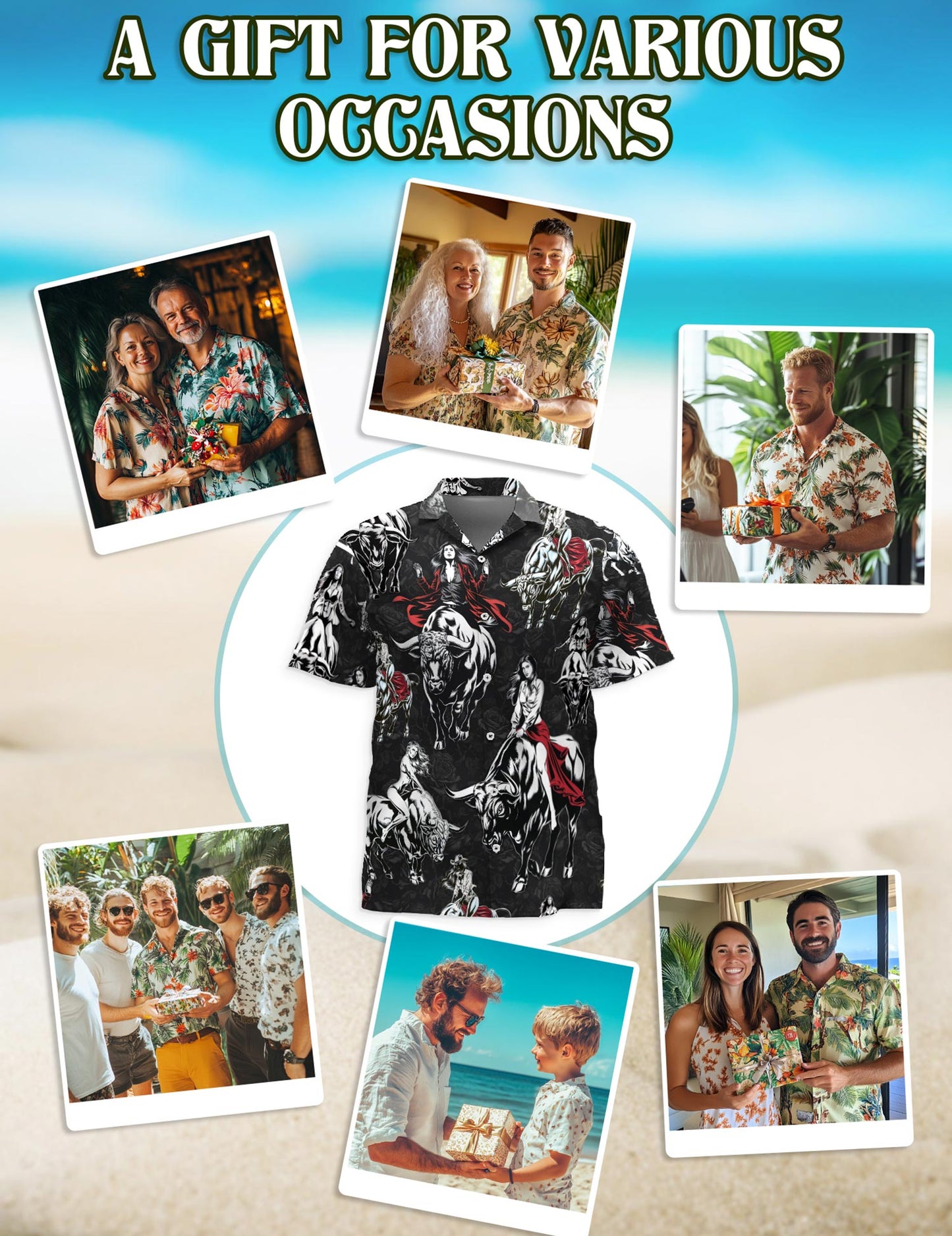 Girl Riding Bull Hawaiian Shirt for Men, Button Down Aloha Shirt - Azhawaiian