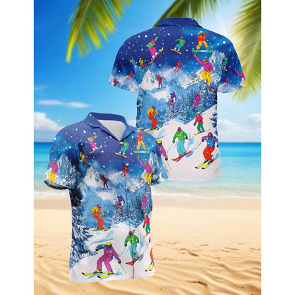 Go Skiing This Winter Hawaiian Shirt for Men, Button Down Aloha Shirt - Azhawaiian