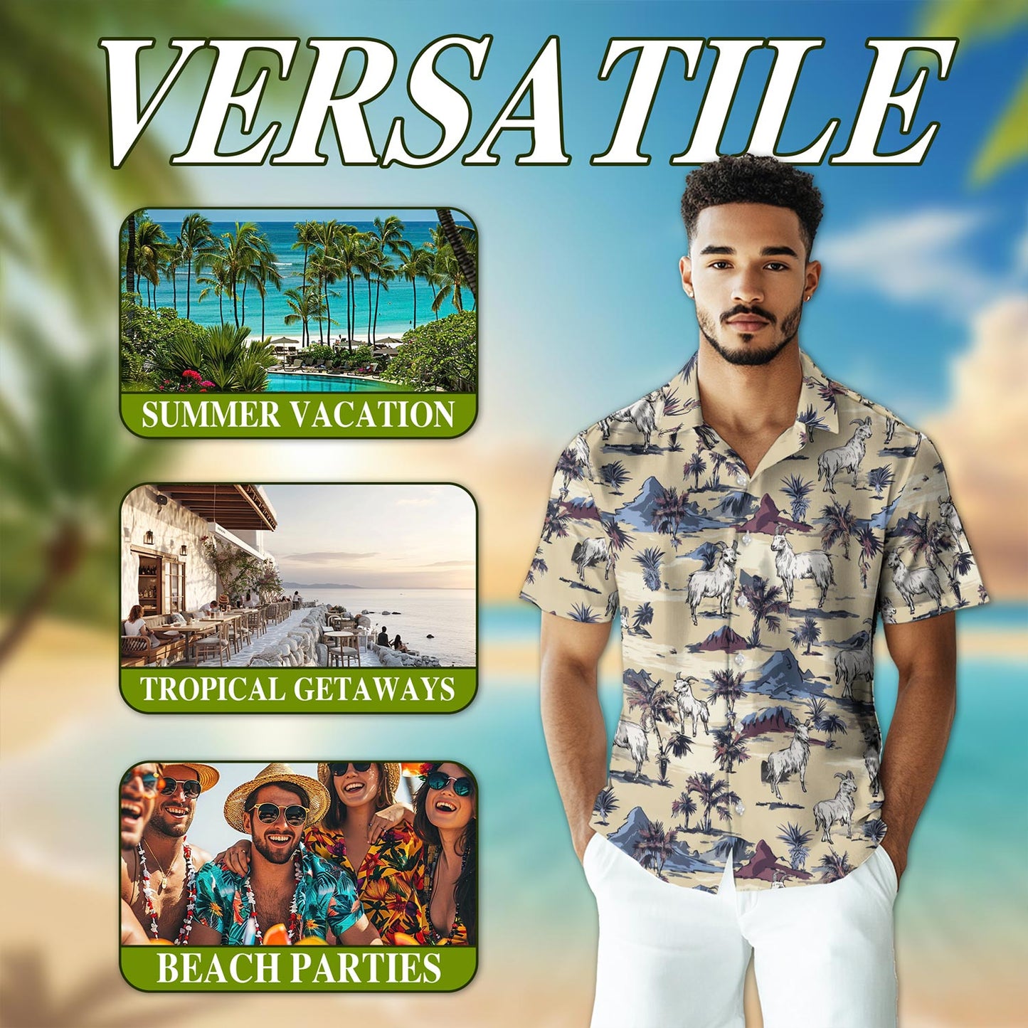 Goat Island Hawaiian Shirt for Men, Button Down Aloha Shirt - Azhawaiian
