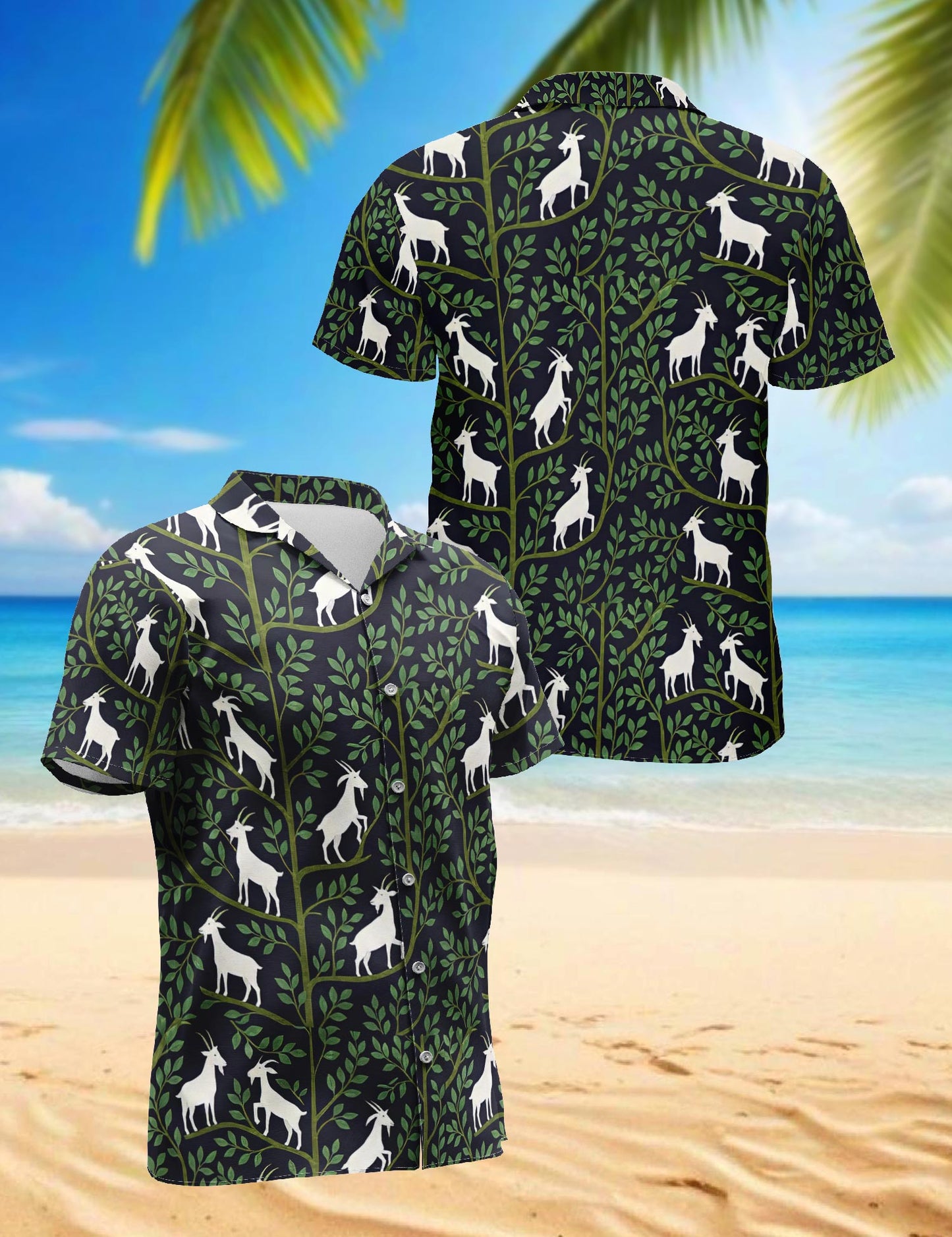 Goat Vines Hawaiian Shirt for Men, Button Down Aloha Shirt - Azhawaiian