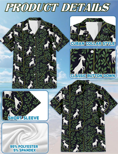Goat Vines Hawaiian Shirt for Men, Button Down Aloha Shirt - Azhawaiian
