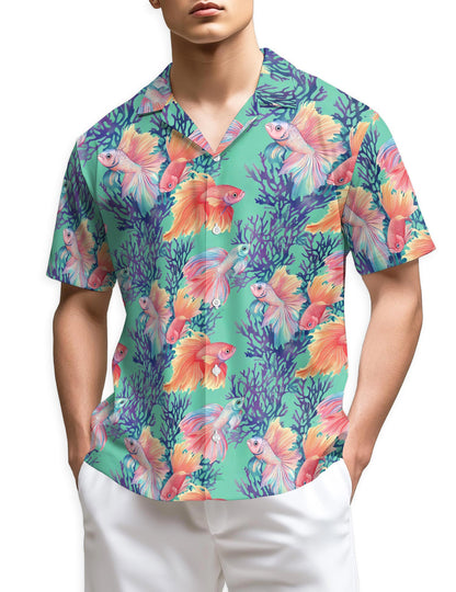 Azhawaiian Golden Fish Hawaiian Shirt for Men