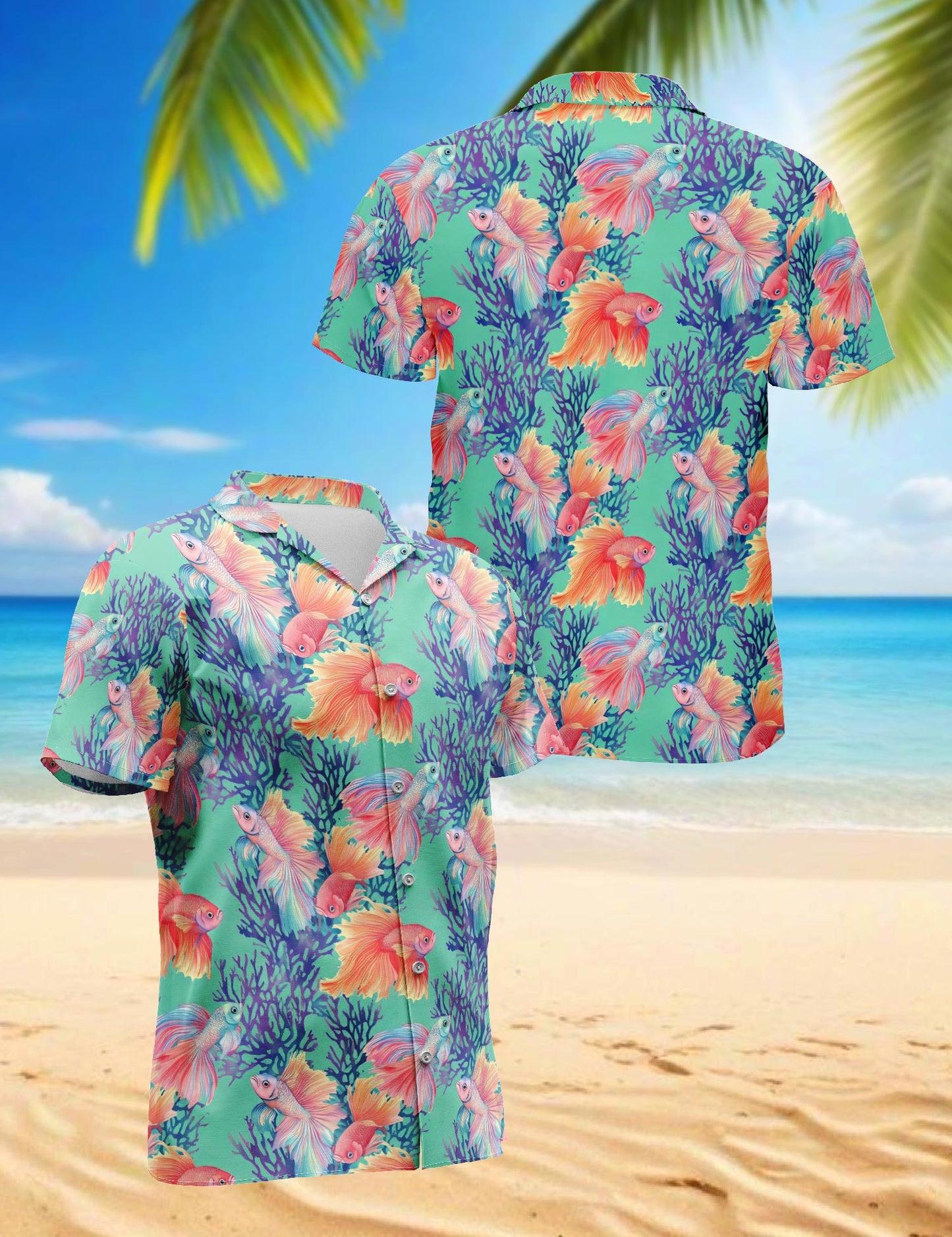 Golden Fish Hawaiian Shirt for Men, Button Down Aloha Shirt - Azhawaiian