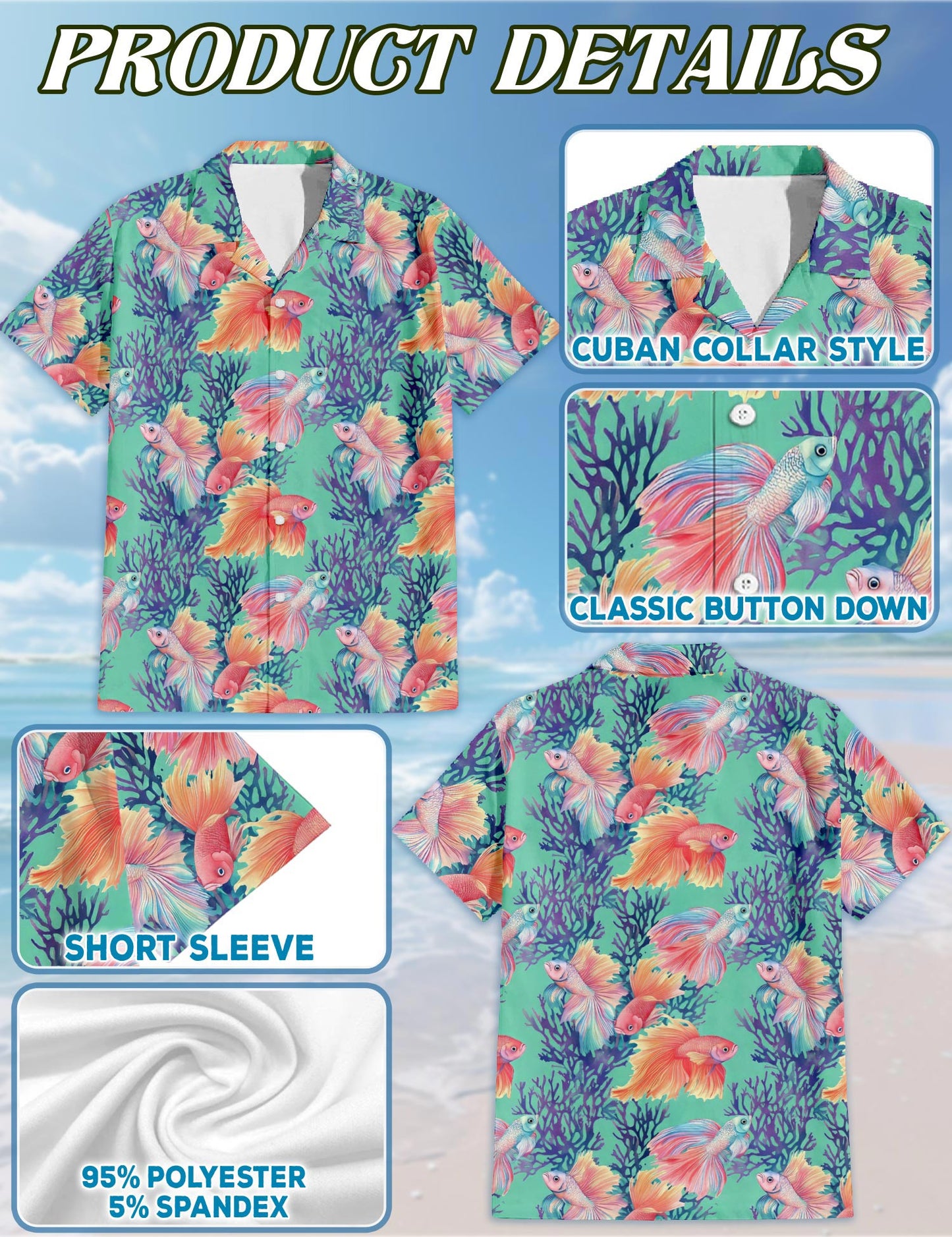 Golden Fish Hawaiian Shirt for Men, Button Down Aloha Shirt - Azhawaiian