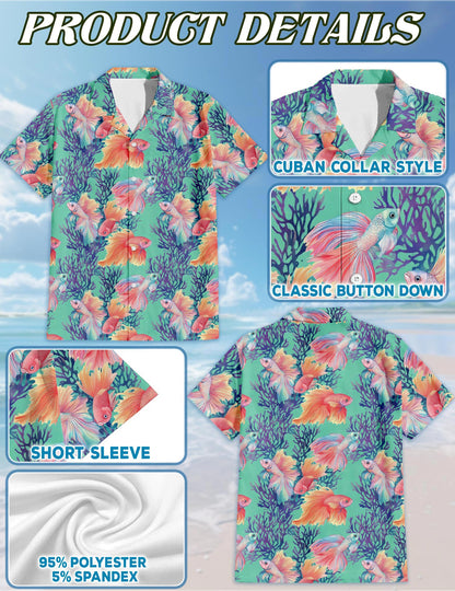 Golden Fish Hawaiian Shirt for Men, Button Down Aloha Shirt - Azhawaiian