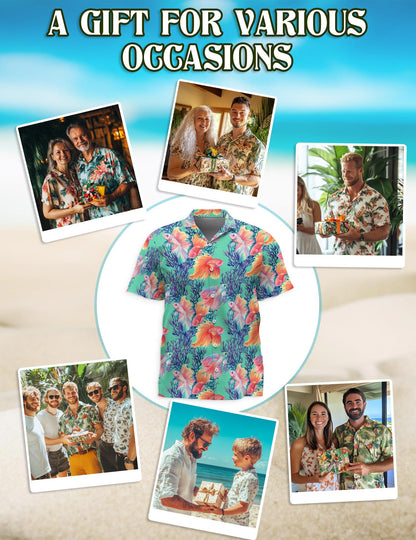 Golden Fish Hawaiian Shirt for Men, Button Down Aloha Shirt - Azhawaiian