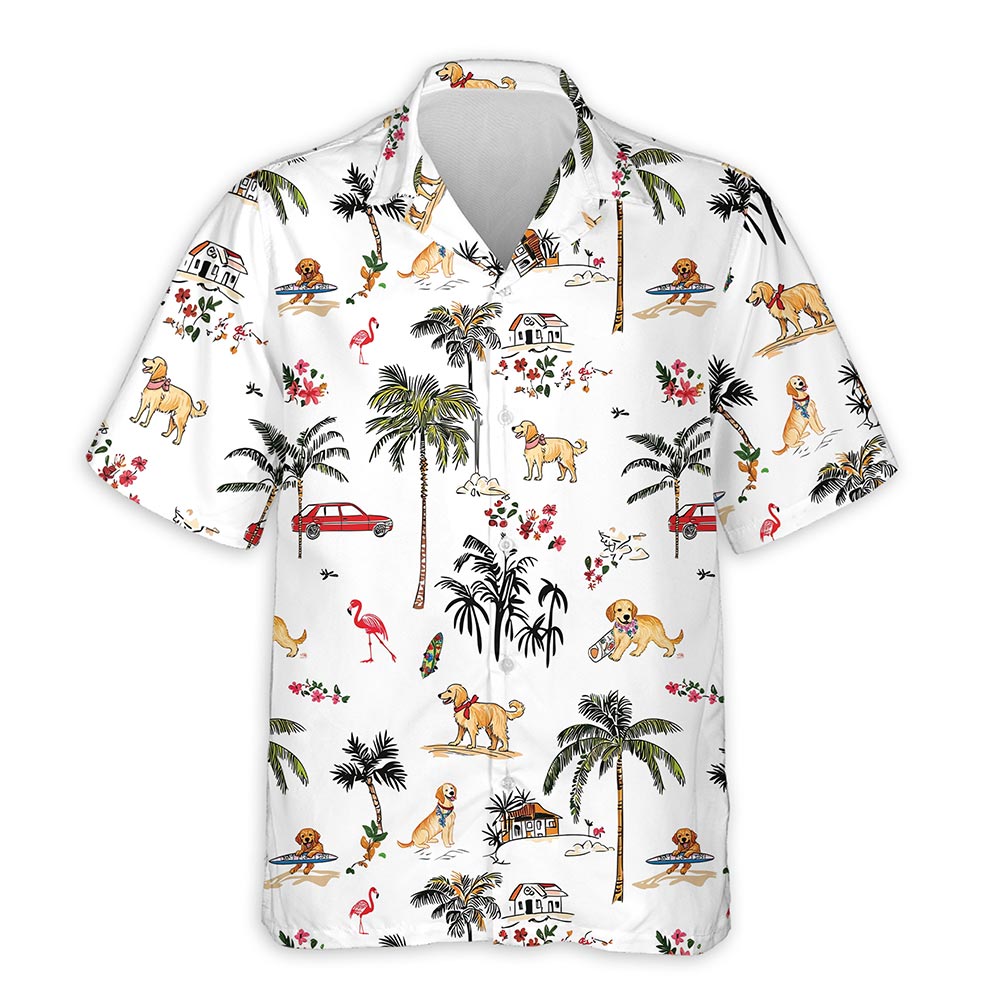 Azhawaiian Golden Retriever Beach Hawaiian Shirt for Men