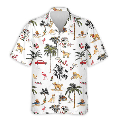 Azhawaiian Golden Retriever Beach Hawaiian Shirt for Men