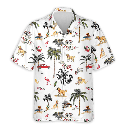 Azhawaiian Golden Retriever Beach Hawaiian Shirt for Men