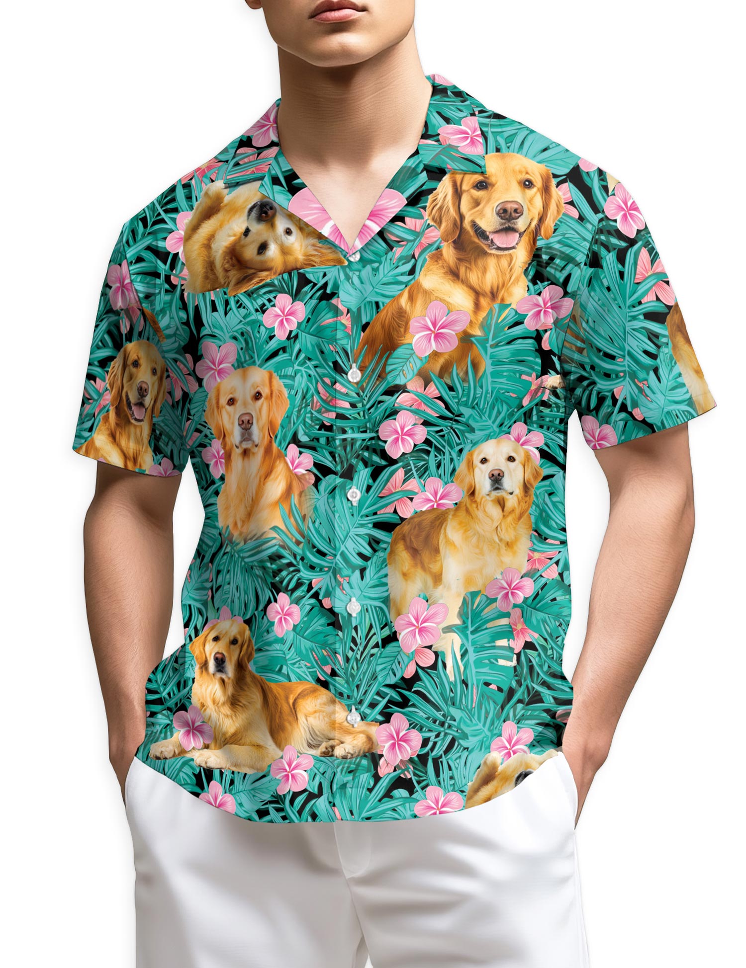 Azhawaiian Golden Retriever Hawaiian Shirt for Men