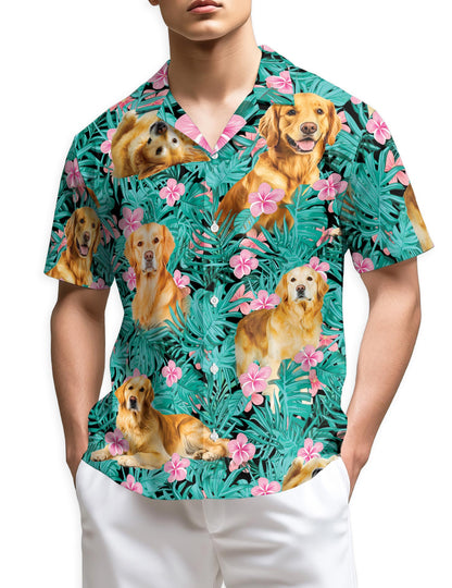 Azhawaiian Golden Retriever Hawaiian Shirt for Men