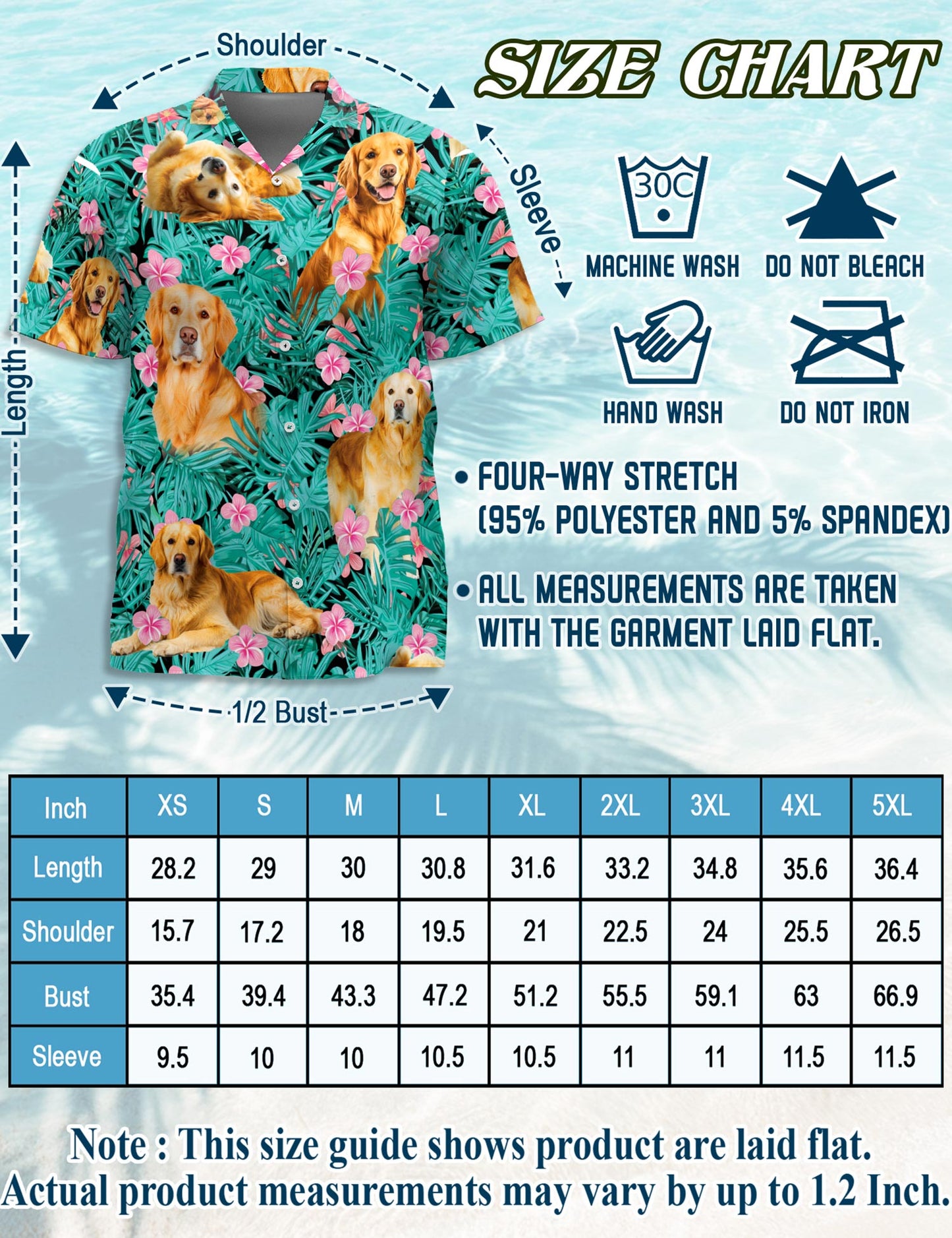 Golden Retriever Hawaiian Shirt for Men, Button Down Aloha Shirt - Azhawaiian