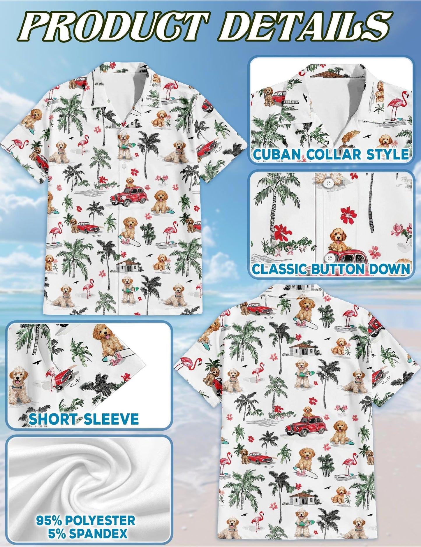 Goldendoodle Hawaiian Shirt for Men, Button Down Aloha Shirt - Azhawaiian