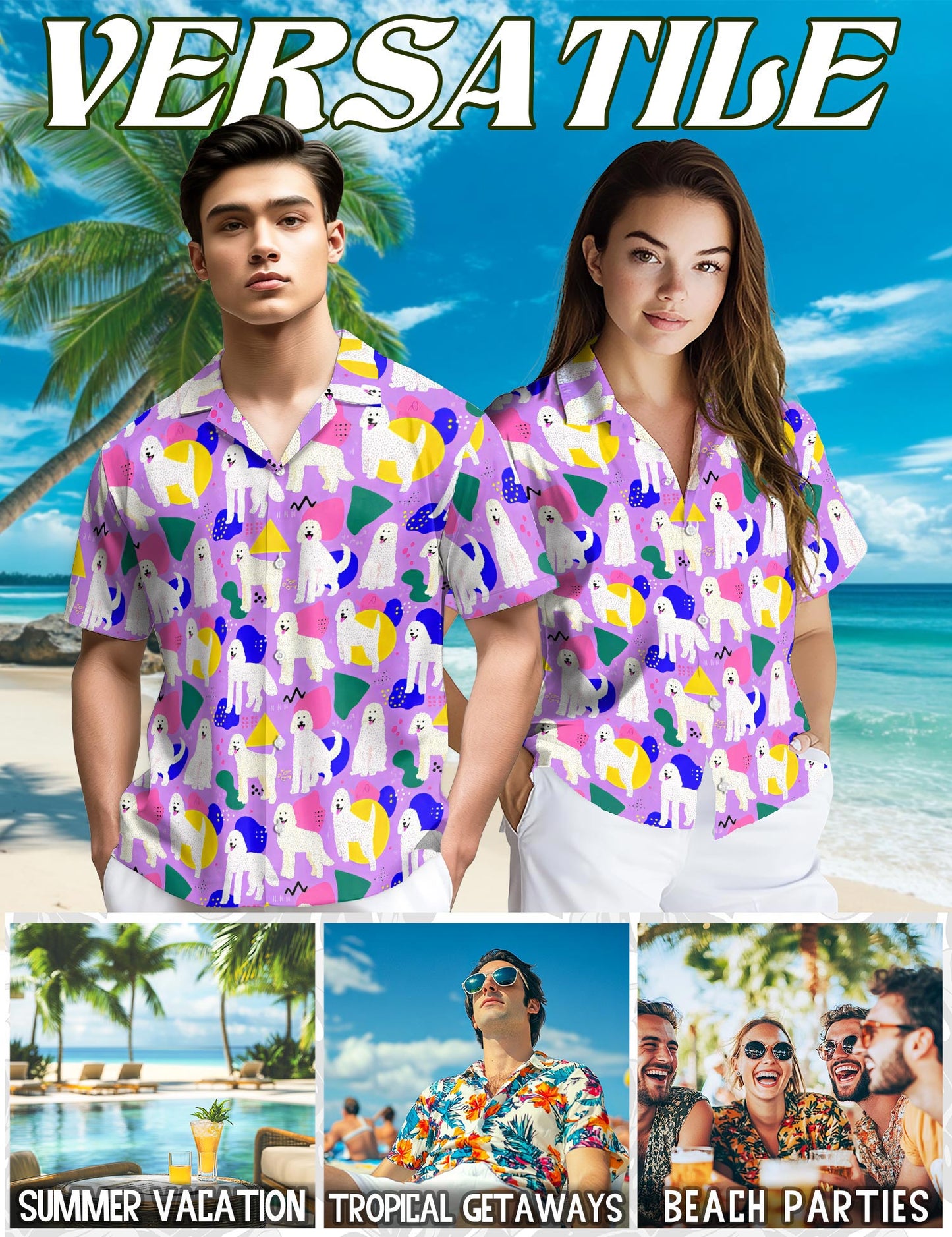 Goldendoodles Hawaiian Shirt for Men, Button Down Aloha Shirt - Azhawaiian