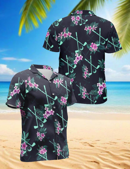 Golf Hawaiian Shirt for Men, Button Down Aloha Shirt - Azhawaiian