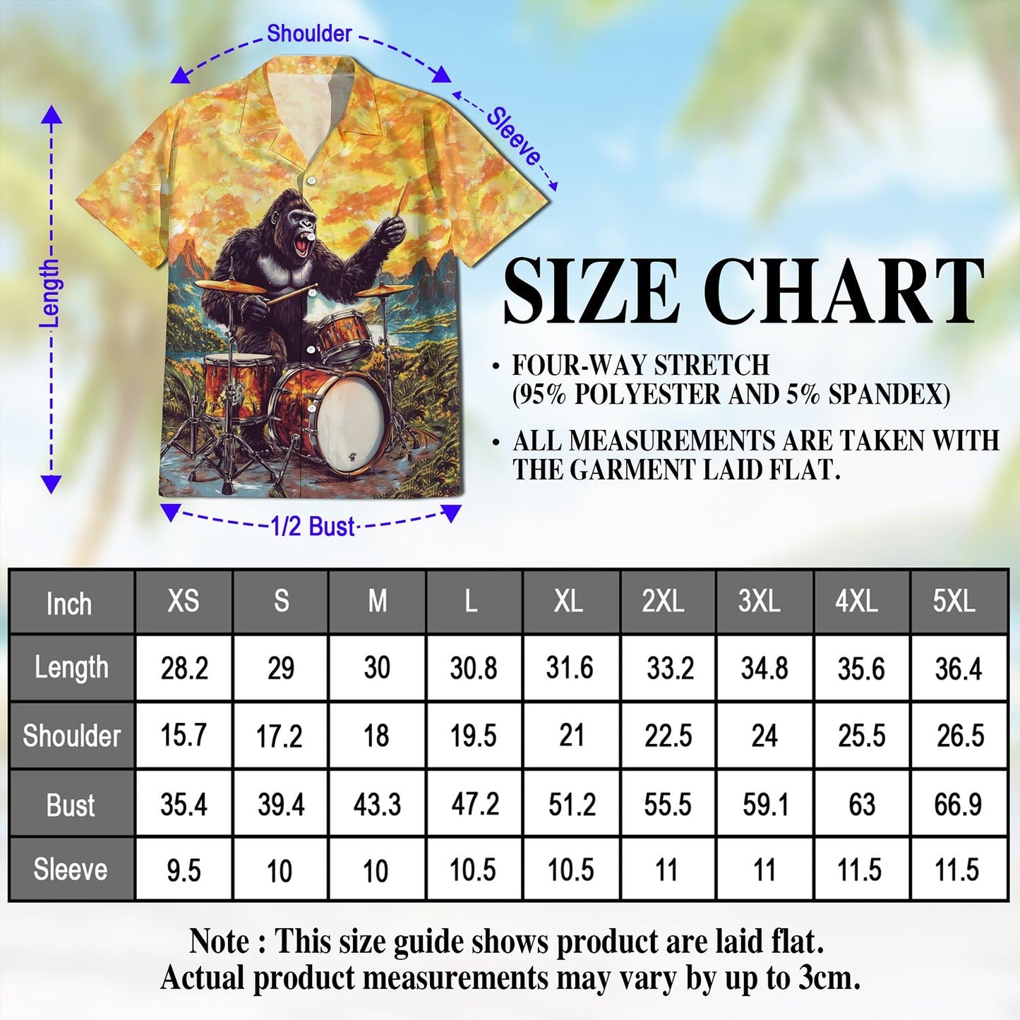 Gorilla Plays Drum Hawaiian Shirt for Men, Button Down Aloha Shirt - Azhawaiian