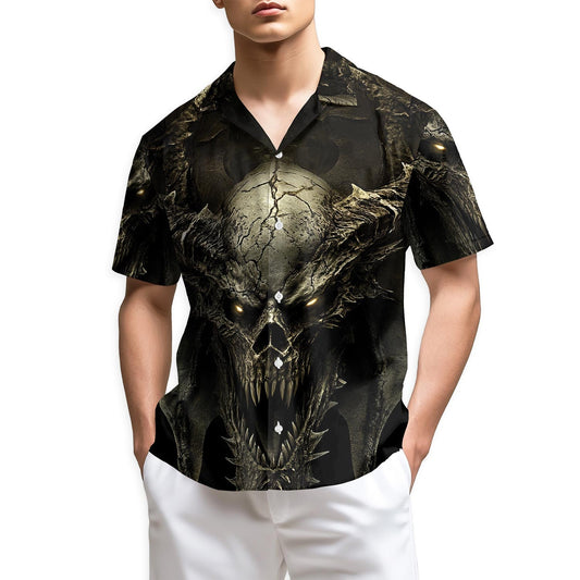 Azhawaiian Gothic Dragon on Mutated Skull Hawaiian Shirt for Men