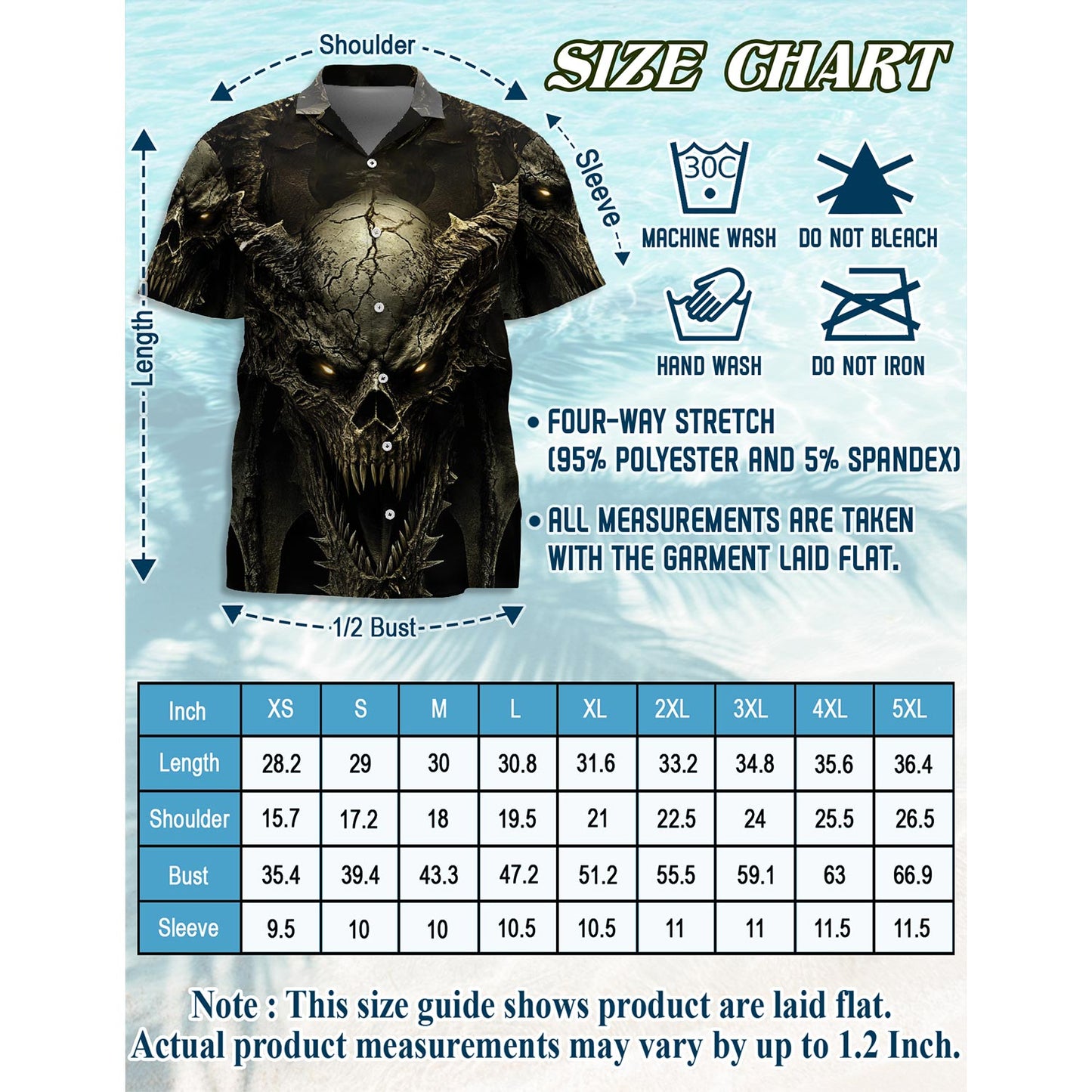 Gothic Dragon on Mutated Skull Hawaiian Shirt for Men, Button Down Aloha Shirt - Azhawaiian