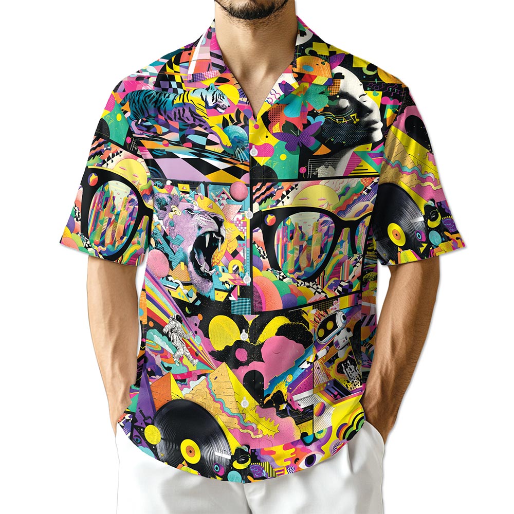 Graffiti Pop Art Hawaiian Shirt for Men, Button Down Aloha Shirt - Azhawaiian