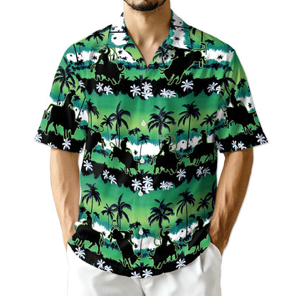 Azhawaiian Green Bull Riding Palm Tree Hawaiian Shirt for Men