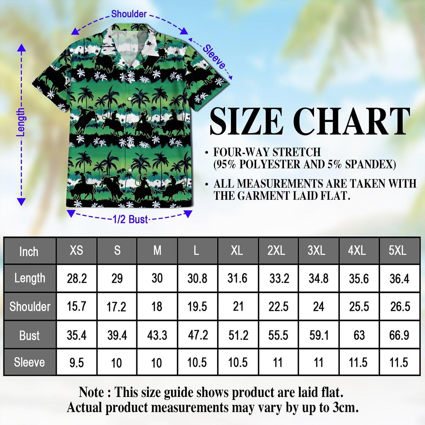Green Bull Riding Palm Tree Hawaiian Shirt for Men, Button Down Aloha Shirt - Azhawaiian