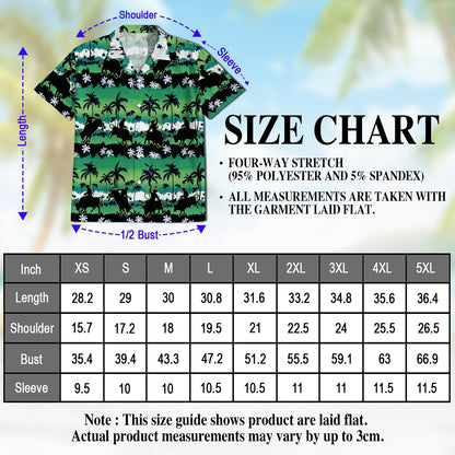 Green Bull Riding Palm Tree Hawaiian Shirt for Men, Button Down Aloha Shirt - Azhawaiian