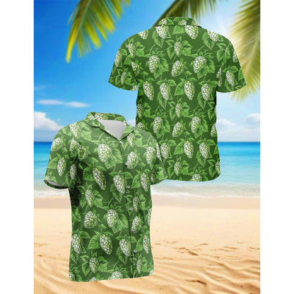 Green Hops Hawaiian Shirt for Men, Button Down Aloha Shirt - Azhawaiian