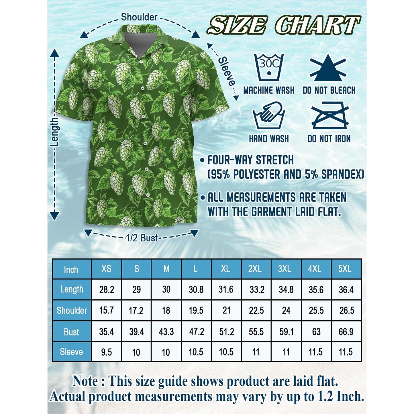 Green Hops Hawaiian Shirt for Men, Button Down Aloha Shirt - Azhawaiian