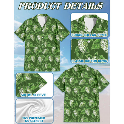 Green Hops Hawaiian Shirt for Men, Button Down Aloha Shirt - Azhawaiian