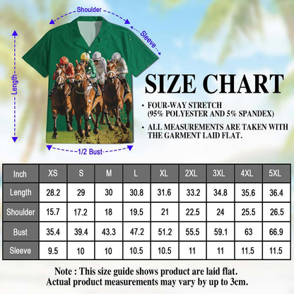 Green Horse Racing Hawaiian Shirt for Men, Button Down Aloha Shirt - Azhawaiian