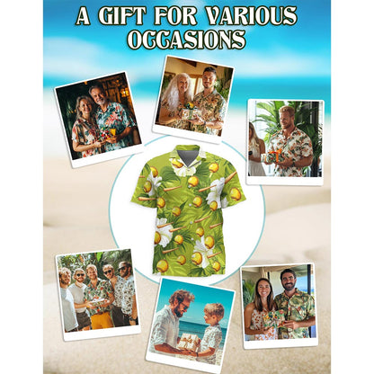 Green Softball And Baseball Bat Tropical Hawaiian Shirt for Men, Button Down Aloha Shirt - Azhawaiian
