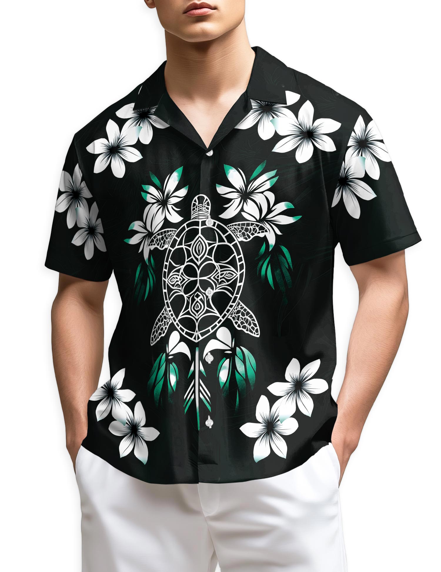 Azhawaiian Green Turtle Hawaiian Shirt for Men