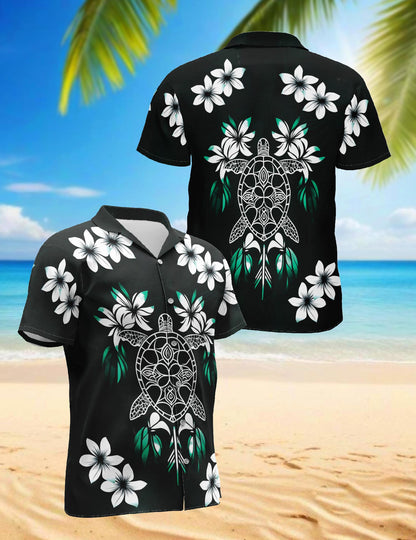 Green Turtle Hawaiian Shirt for Men, Button Down Aloha Shirt - Azhawaiian