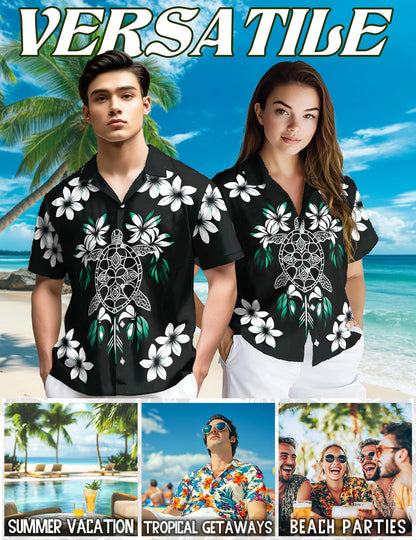 Green Turtle Hawaiian Shirt for Men, Button Down Aloha Shirt - Azhawaiian
