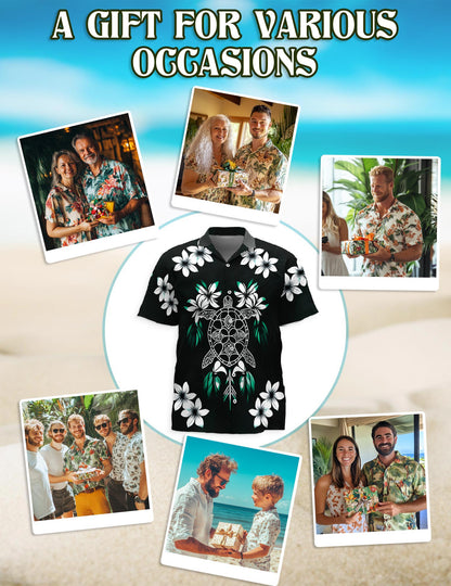 Green Turtle Hawaiian Shirt for Men, Button Down Aloha Shirt - Azhawaiian