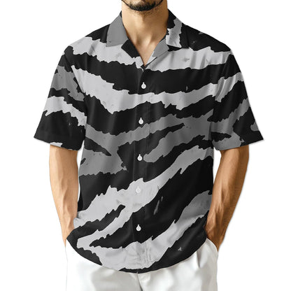 Azhawaiian Grey Tiger Stripe Camouflage Hawaiian Shirt for Men