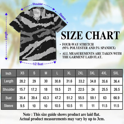 Grey Tiger Stripe Camouflage Hawaiian Shirt for Men, Button Down Aloha Shirt - Azhawaiian