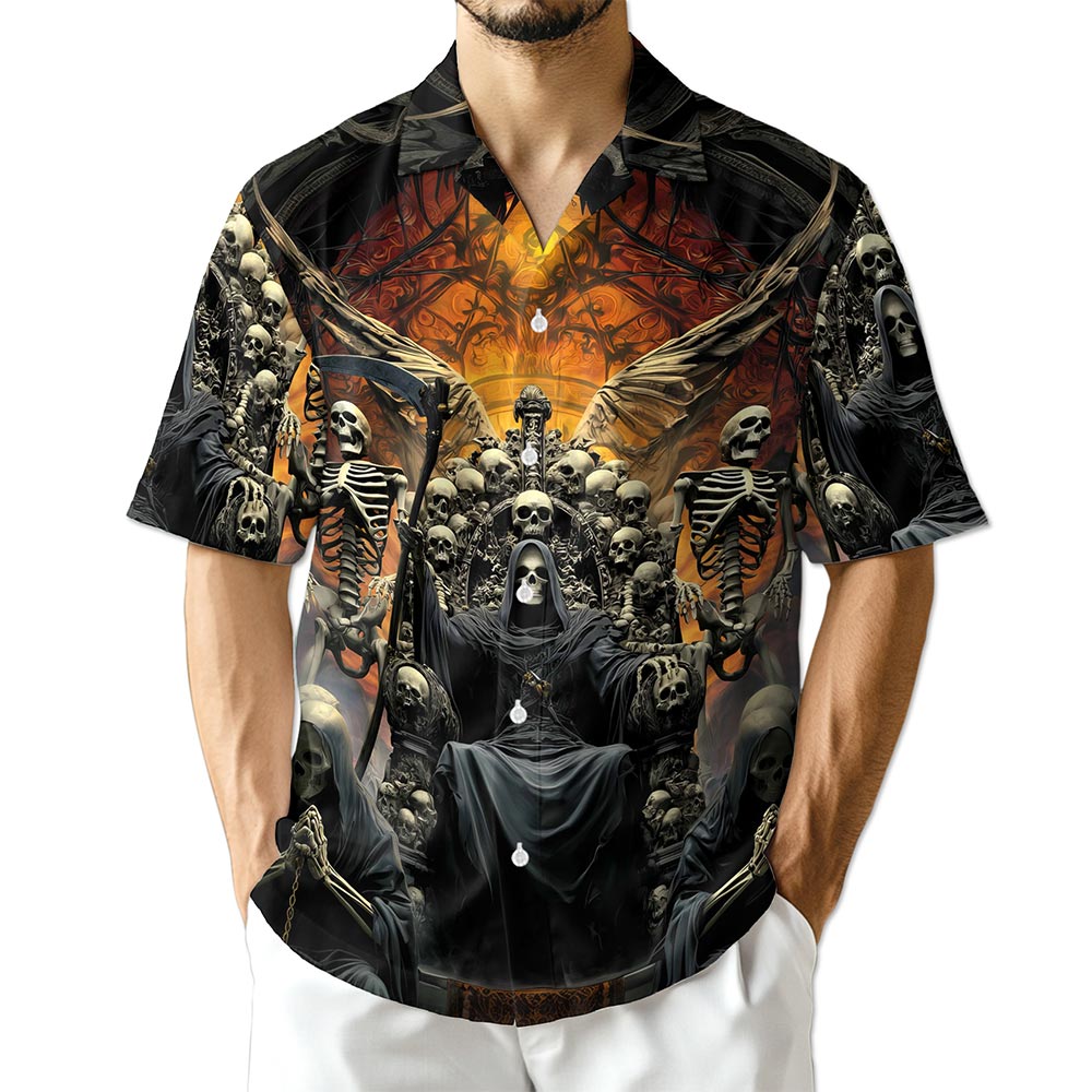 Azhawaiian Grim Reaper Dark Skull Hawaiian Shirt for Men Women