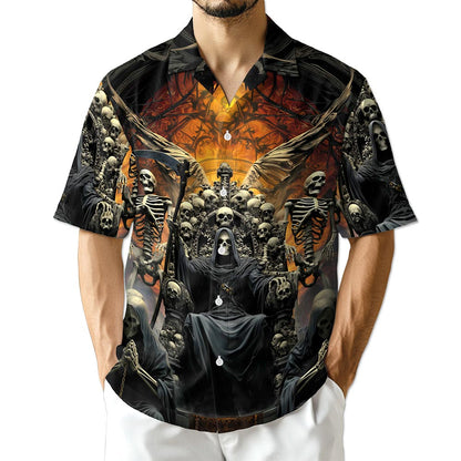 Azhawaiian Grim Reaper Dark Skull Hawaiian Shirt for Men Women