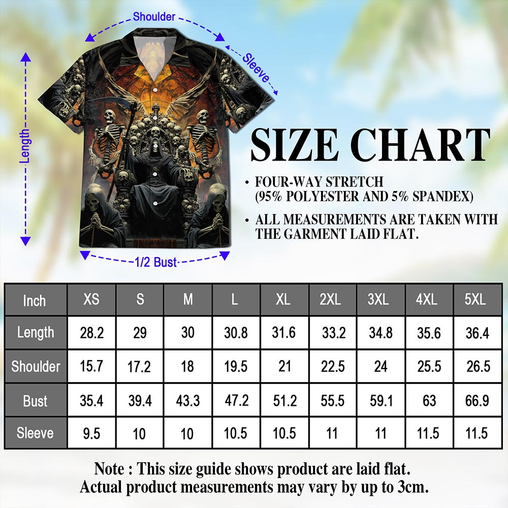Grim Reaper Dark Skull Hawaiian Shirt for Men, Button Down Aloha Shirt - Azhawaiian