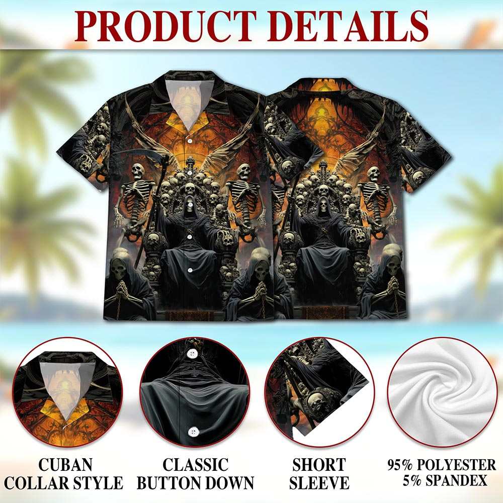 Grim Reaper Dark Skull Hawaiian Shirt for Men, Button Down Aloha Shirt - Azhawaiian