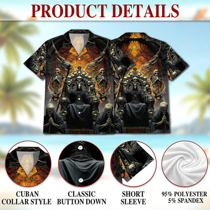 Grim Reaper Dark Skull Hawaiian Shirt for Men, Button Down Aloha Shirt - Azhawaiian