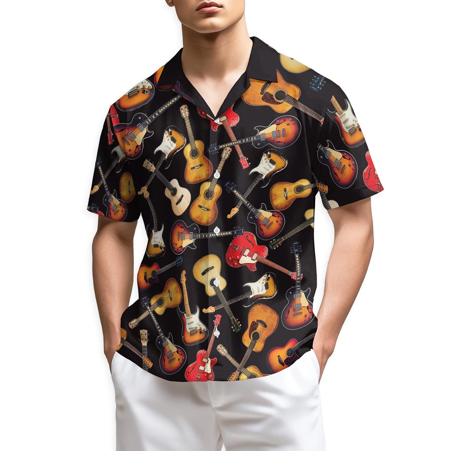 Azhawaiian Guitar Hawaiian Shirt for Men