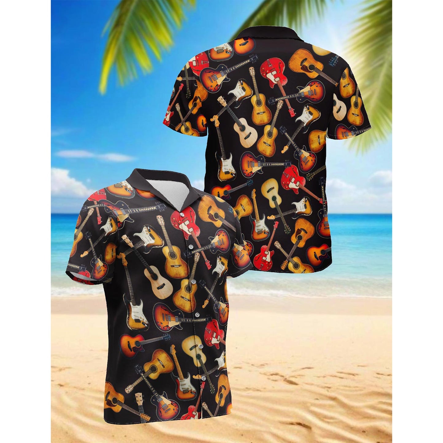 Guitar Hawaiian Shirt for Men, Button Down Aloha Shirt - Azhawaiian