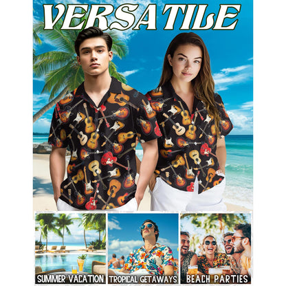 Guitar Hawaiian Shirt for Men, Button Down Aloha Shirt - Azhawaiian