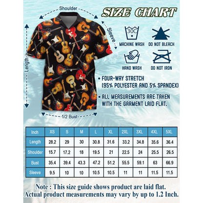 Guitar Hawaiian Shirt for Men, Button Down Aloha Shirt - Azhawaiian